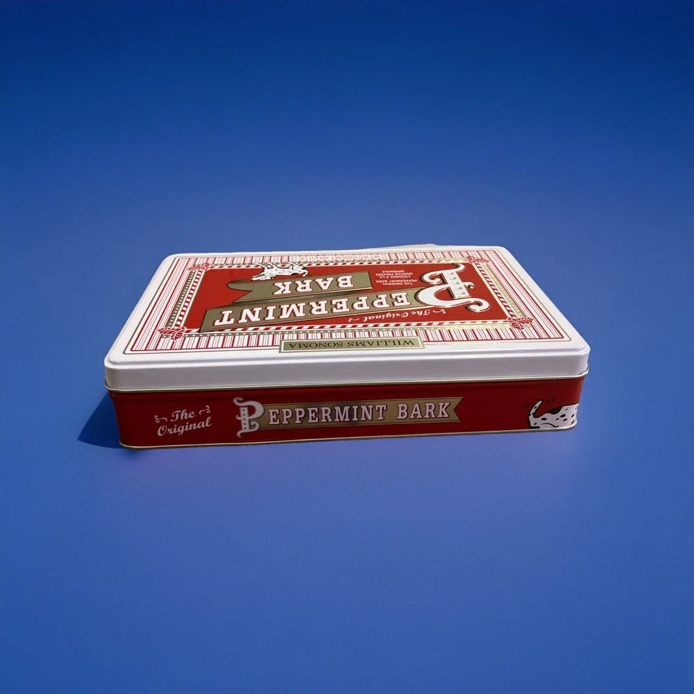 Collectible‎ William Sonoma Peppermint Bark Tin with Lid Storage w Personality